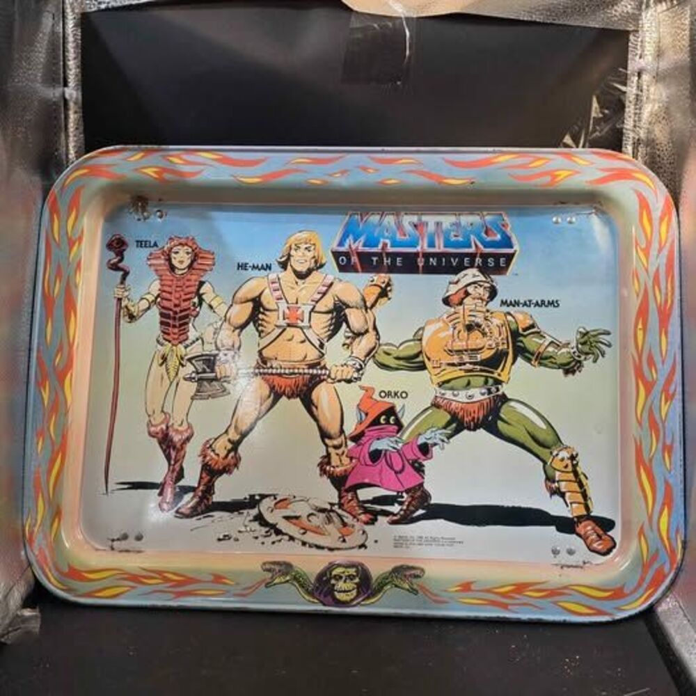 Vintage 1982 Masters of the Universe He-Man Metal TV Tray Folding Mattel MOTU